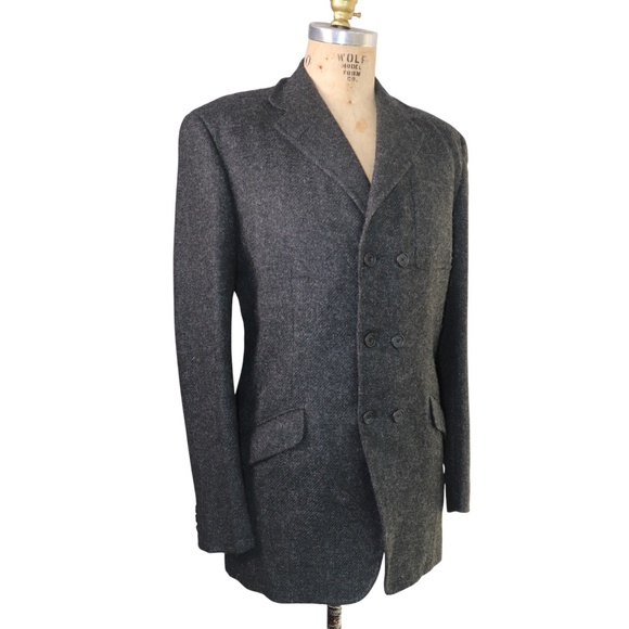 Vintage Connock and Lockie Bespoke Grey Donegal Tweed Double Breasted Jacket - Picture 12 of 15